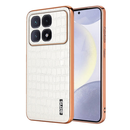 For Redmi K70 Ultra AZNS Electroplated Frame Crocodile Texture Full Coverage Phone Case(White) - Xiaomi Cases by AZNS | Online Shopping South Africa | PMC Jewellery | Buy Now Pay Later Mobicred