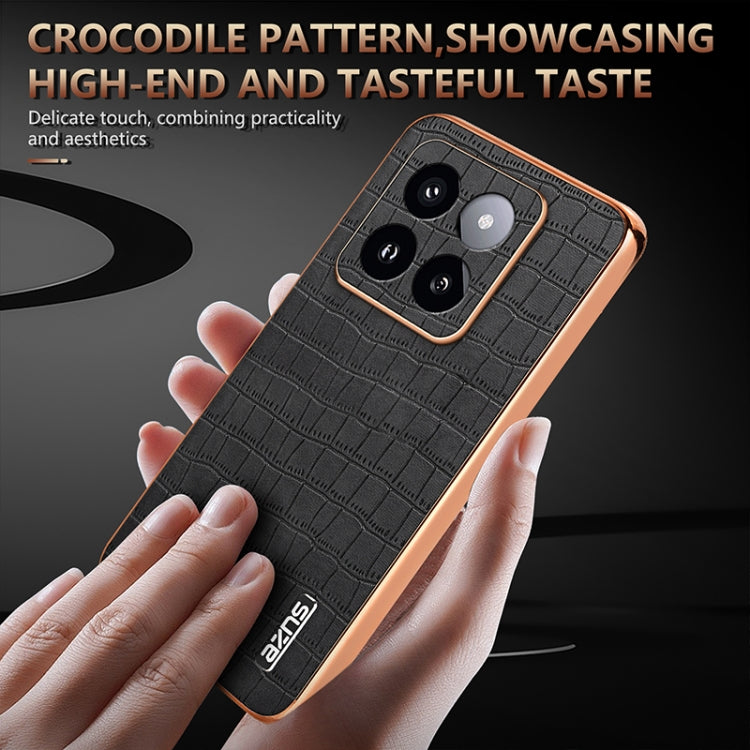 For Xiaomi 14 Pro AZNS Electroplated Frame Crocodile Texture Full Coverage Phone Case(Black) - 14 Pro Cases by AZNS | Online Shopping South Africa | PMC Jewellery | Buy Now Pay Later Mobicred