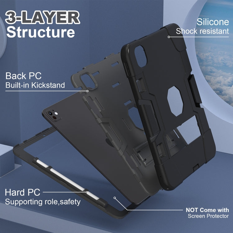 For iPad Pro 11 2024 Contrast Color Silicone Acrylic PC Tablet Case with Holder(Black) - iPad Pro 11 2024 Cases by PMC TechLife | Online Shopping South Africa | PMC TechLife | Buy Now Pay Later Mobicred