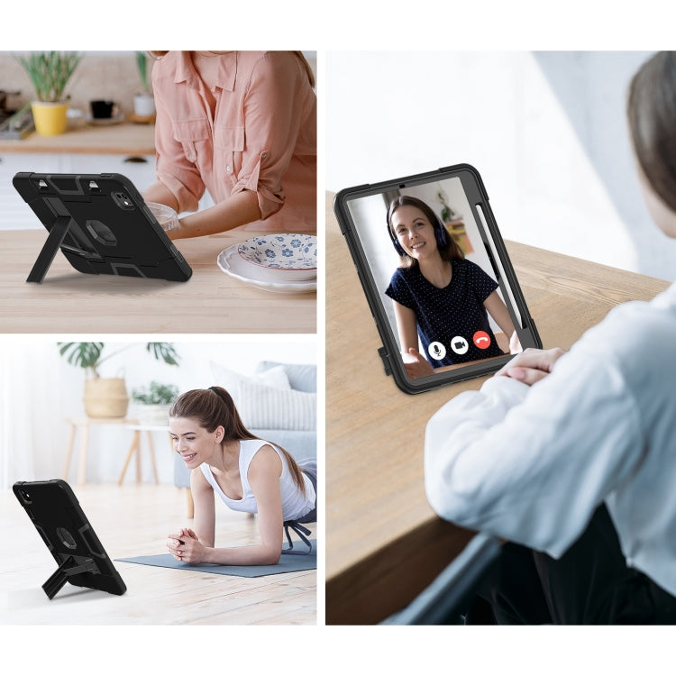 For iPad Pro 11 2024 Contrast Color Silicone Acrylic PC Tablet Case with Holder(Black) - iPad Pro 11 2024 Cases by PMC TechLife | Online Shopping South Africa | PMC TechLife | Buy Now Pay Later Mobicred