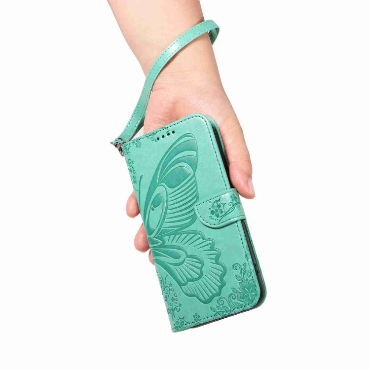 For iPhone 16 Pro Swallowtail Butterfly Embossed Leather Phone Case(Green) - iPhone 16 Pro Cases by PMC Jewellery | Online Shopping South Africa | PMC Jewellery | Buy Now Pay Later Mobicred