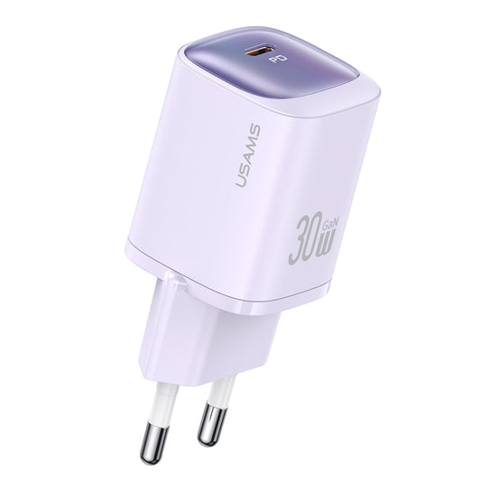 USAMS CC251 30W USB-C / Type-C GaN Fast Charger, EU Plug(Purple) - USB Charger by USAMS | Online Shopping South Africa | PMC Jewellery | Buy Now Pay Later Mobicred