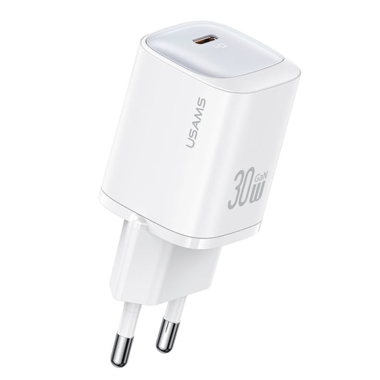 USAMS CC251 30W USB-C / Type-C GaN Fast Charger, EU Plug(White) - USB Charger by USAMS | Online Shopping South Africa | PMC Jewellery | Buy Now Pay Later Mobicred