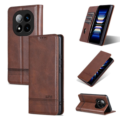 For Redmi Note 14 Pro 5G AZNS Magnetic Calf Texture Flip Leather Phone Case(Dark Brown) - Note 14 Pro Cases by AZNS | Online Shopping South Africa | PMC Jewellery | Buy Now Pay Later Mobicred