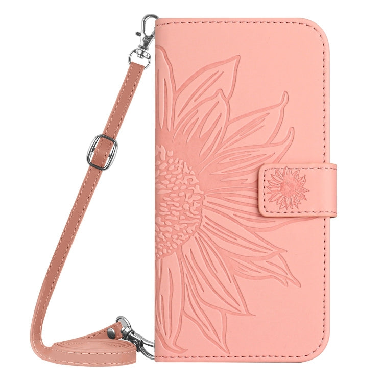 For Samsung Galaxy S25+ 5G Skin Feel Sun Flower Embossed Flip Leather Phone Case with Lanyard(Pink) - Galaxy S25+ 5G Cases by PMC Jewellery | Online Shopping South Africa | PMC Jewellery | Buy Now Pay Later Mobicred