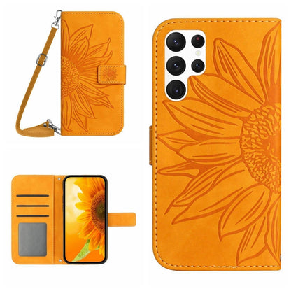 For Samsung Galaxy S25 Ultra 5G Skin Feel Sun Flower Embossed Flip Leather Phone Case with Lanyard(Yellow) - Galaxy S25 Ultra 5G Cases by PMC Jewellery | Online Shopping South Africa | PMC Jewellery | Buy Now Pay Later Mobicred