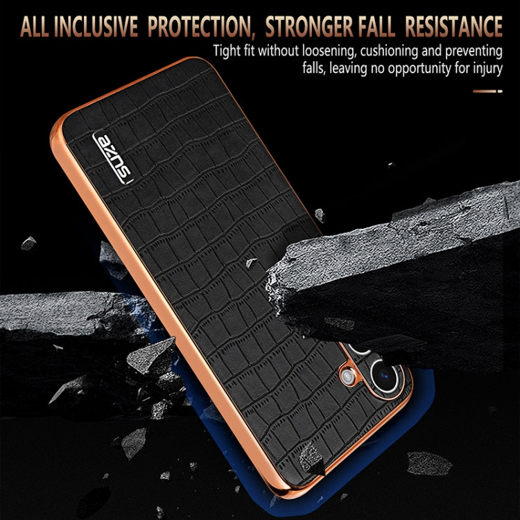 For Samsung Galaxy S25 5G AZNS Electroplated Frame Crocodile Texture Full Coverage Phone Case(Brown) - free shipping - PMC Jewellery - Order now!