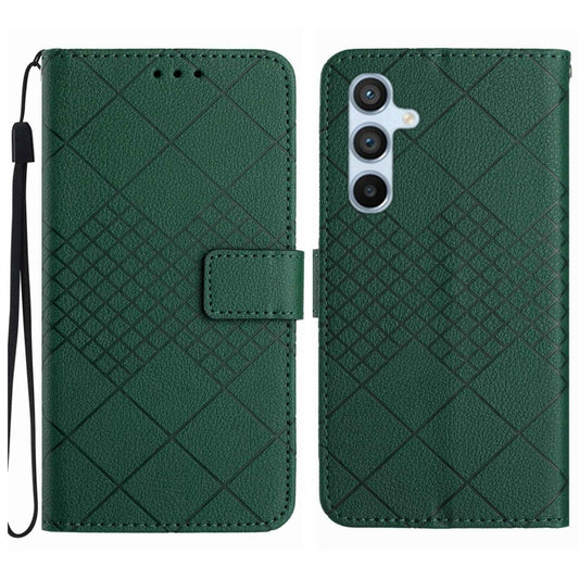 For Samsung Galaxy S25+ 5G Rhombic Grid Texture Leather Phone Case(Green) - Galaxy S25+ 5G Cases by PMC Jewellery | Online Shopping South Africa | PMC Jewellery | Buy Now Pay Later Mobicred