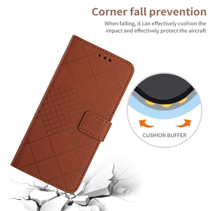 For Samsung Galaxy S25+ 5G Rhombic Grid Texture Leather Phone Case(Brown) - Galaxy S25+ 5G Cases by PMC Jewellery | Online Shopping South Africa | PMC Jewellery | Buy Now Pay Later Mobicred