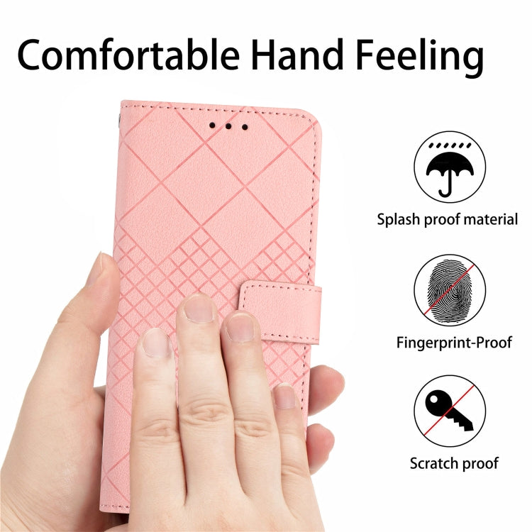 For Samsung Galaxy S25+ 5G Rhombic Grid Texture Leather Phone Case(Pink) - Galaxy S25+ 5G Cases by PMC Jewellery | Online Shopping South Africa | PMC Jewellery | Buy Now Pay Later Mobicred