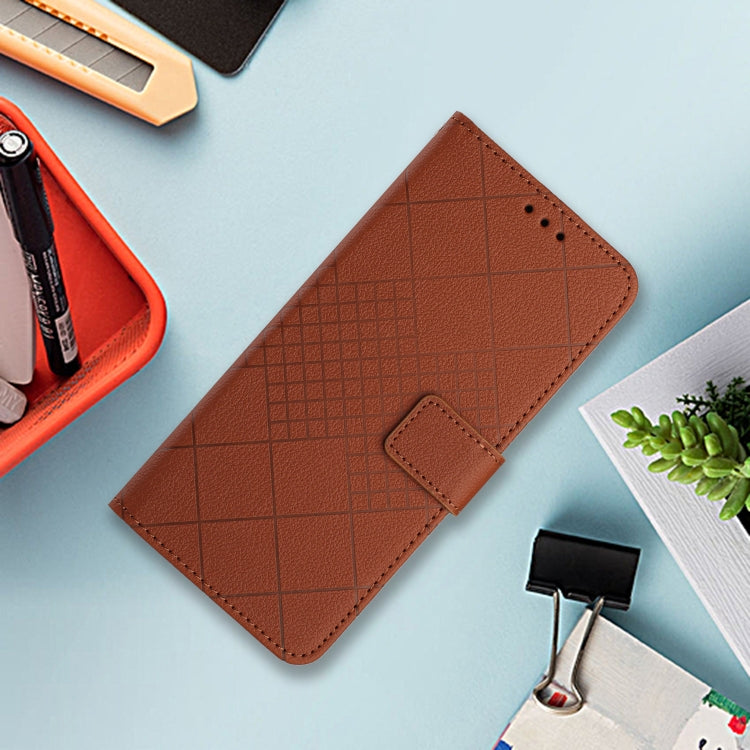For Samsung Galaxy S25 Ultra 5G Rhombic Grid Texture Leather Phone Case(Brown) - Galaxy S25 Ultra 5G Cases by PMC Jewellery | Online Shopping South Africa | PMC Jewellery | Buy Now Pay Later Mobicred