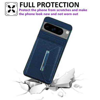 For Google Pixel 9 / 9 Pro Solid Color Metal Buckle Card Slots Bag Phone Case(Blue) - Google Cases by PMC Jewellery | Online Shopping South Africa | PMC Jewellery | Buy Now Pay Later Mobicred