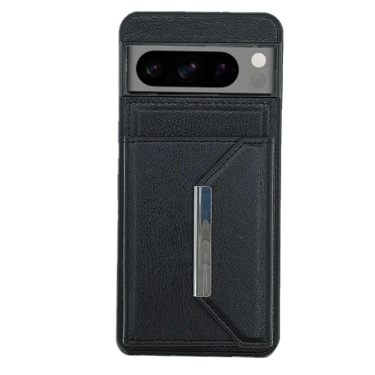 For Google Pixel 9 / 9 Pro Solid Color Metal Buckle Card Slots Bag Phone Case(Black) - Google Cases by PMC Jewellery | Online Shopping South Africa | PMC Jewellery | Buy Now Pay Later Mobicred