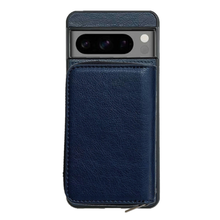 For Google Pixel 7a Solid Color Zipper 11-Card Slots Bag Phone Case with Lanyard(Blue) - Google Cases by PMC TechLife | Online Shopping South Africa | PMC TechLife | Buy Now Pay Later Mobicred