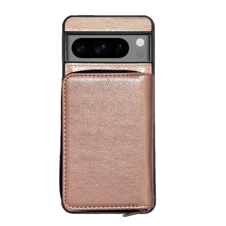 For Google Pixel 7 Solid Color Zipper 11-Card Slots Bag Phone Case with Lanyard(Rose Gold) - Google Cases by PMC TechLife | Online Shopping South Africa | PMC TechLife | Buy Now Pay Later Mobicred
