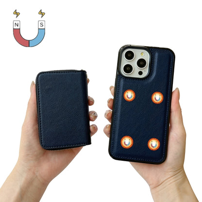 For iPhone 16 Pro Solid Color Zipper 11-Card Slots Bag Phone Case with Lanyard(Blue) - iPhone 16 Pro Cases by PMC Jewellery | Online Shopping South Africa | PMC Jewellery | Buy Now Pay Later Mobicred