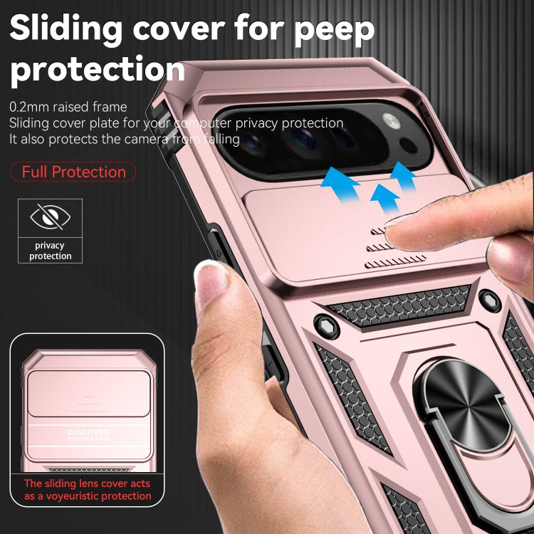 For Google Pixel 9 Pro Sliding Camshield Holder Phone Case(Rose Gold) - Google Cases by PMC TechLife | Online Shopping South Africa | PMC TechLife | Buy Now Pay Later Mobicred