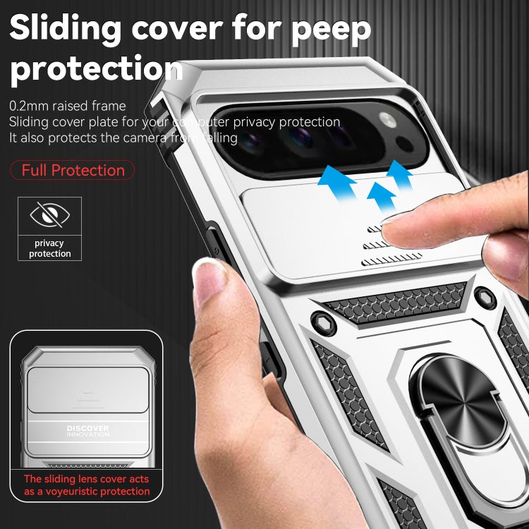 For Google Pixel 9 Pro Sliding Camshield Holder Phone Case(Silver) - Google Cases by PMC TechLife | Online Shopping South Africa | PMC TechLife | Buy Now Pay Later Mobicred