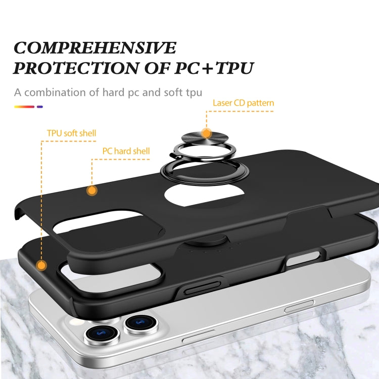 For iPhone 16 Magnetic Ring Holder Phone Case(Black) - iPhone 16 Cases by PMC TechLife | Online Shopping South Africa | PMC TechLife | Buy Now Pay Later Mobicred