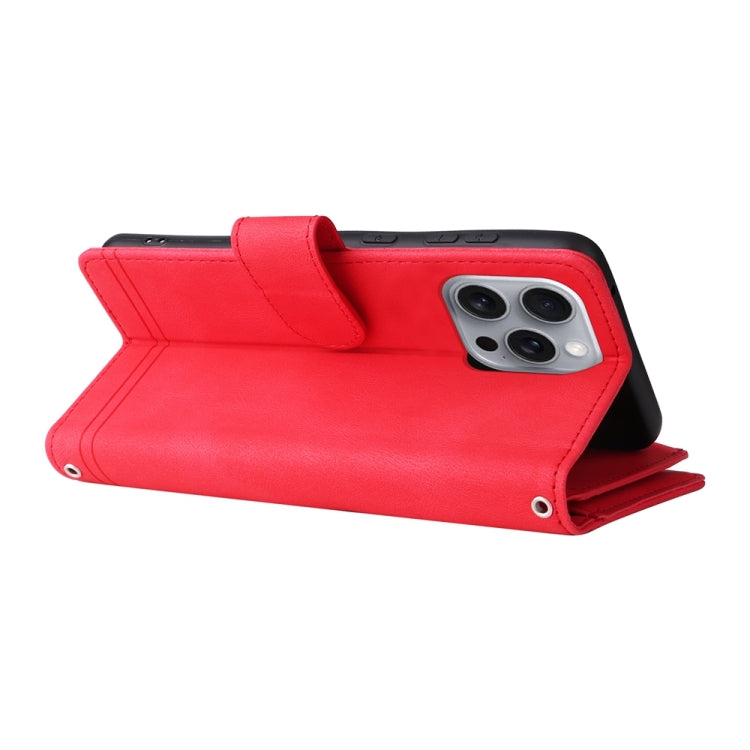 For iPhone 16 Pro Max Skin Feel Multi-Card Wallet Zipper Leather Phone Case(Red) - free shipping - PMC TechLife - Order now!