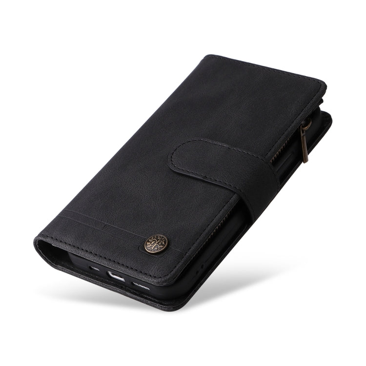 For iPhone 16 Plus Skin Feel Multi-Card Wallet Zipper Leather Phone Case(Black) - iPhone 16 Plus Cases by PMC Jewellery | Online Shopping South Africa | PMC Jewellery | Buy Now Pay Later Mobicred