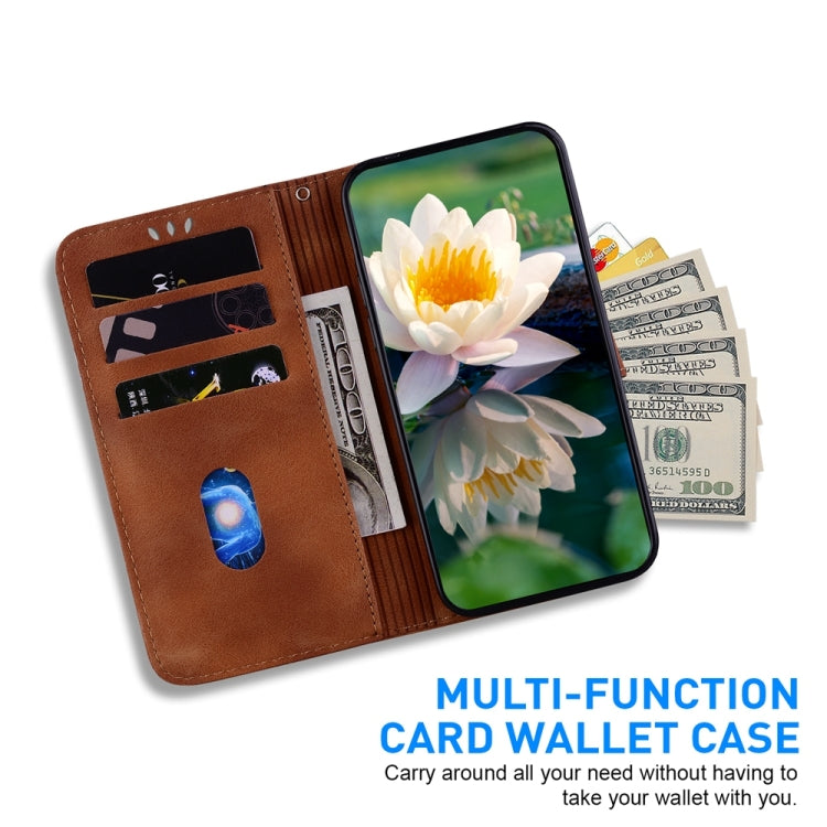 For Motorola Edge 2024 Lotus Embossed Leather Phone Case(Brown) - Motorola Cases by PMC Jewellery | Online Shopping South Africa | PMC Jewellery | Buy Now Pay Later Mobicred