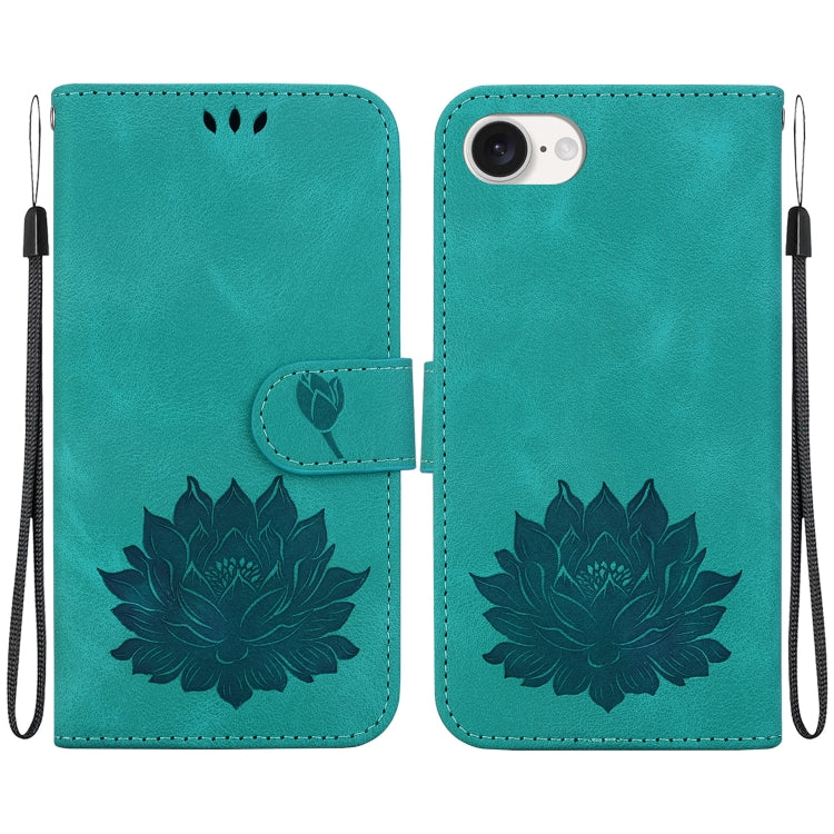 For iPhone SE 2024 Lotus Embossed Leather Phone Case(Green) - More iPhone Cases by PMC Jewellery | Online Shopping South Africa | PMC Jewellery | Buy Now Pay Later Mobicred