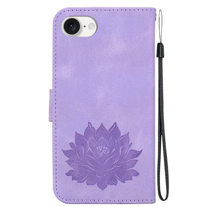 For iPhone SE 2024 Lotus Embossed Leather Phone Case(Purple) - More iPhone Cases by PMC Jewellery | Online Shopping South Africa | PMC Jewellery | Buy Now Pay Later Mobicred