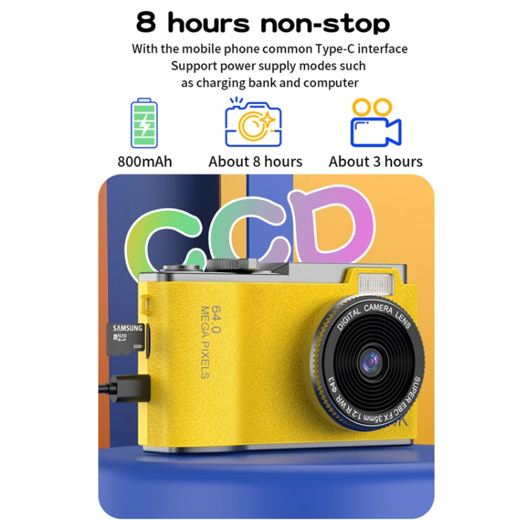 LK003 2.4 inch Dual-lens 4K HD CCD Camera Retro Kids Camera(Yellow) - Children Cameras by PMC Jewellery | Online Shopping South Africa | PMC Jewellery | Buy Now Pay Later Mobicred