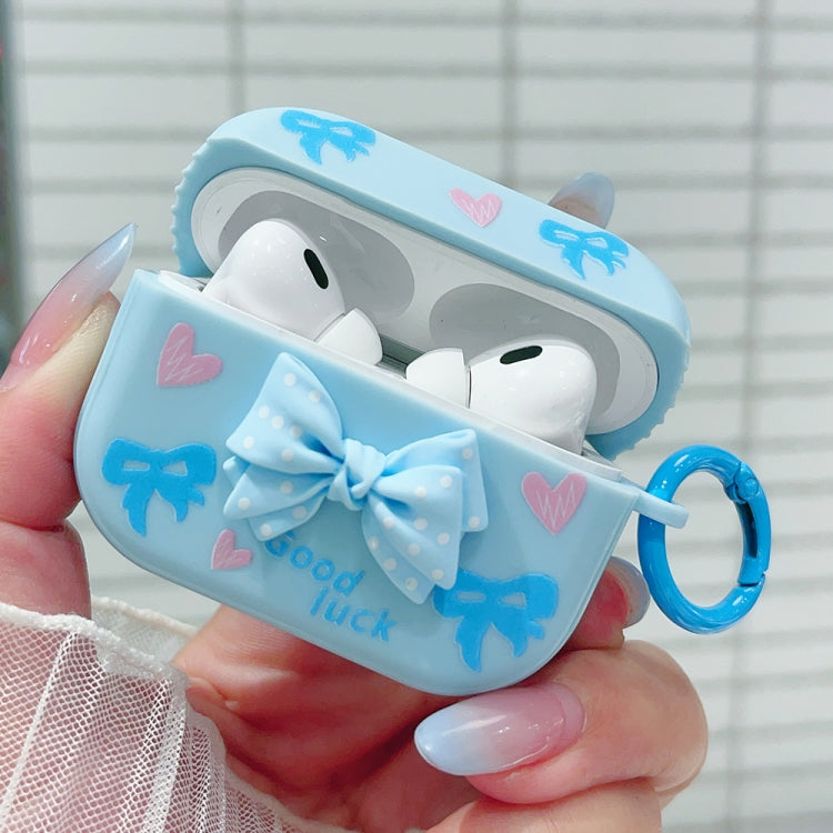 For AirPods Pro 2 3D Dot Bowknot Bluetooth Earphone Protective Case(Blue) - For AirPods Pro 2 by PMC Jewellery | Online Shopping South Africa | PMC Jewellery | Buy Now Pay Later Mobicred