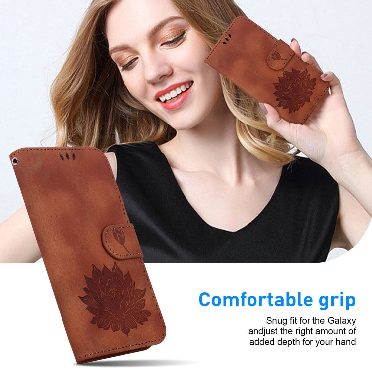 For Google Pixel 9 Lotus Embossed Leather Phone Case(Brown) - Google Cases by PMC TechLife | Online Shopping South Africa | PMC TechLife | Buy Now Pay Later Mobicred