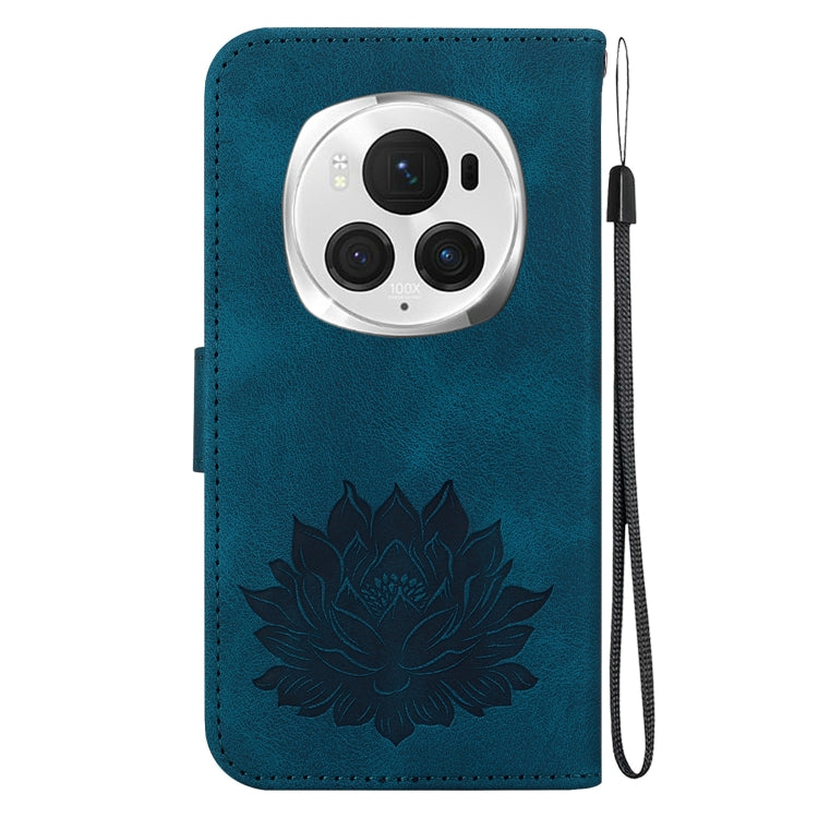 For Honor Magic6 Pro Lotus Embossed Leather Phone Case(Dark Blue) - Honor Cases by PMC Jewellery | Online Shopping South Africa | PMC Jewellery | Buy Now Pay Later Mobicred