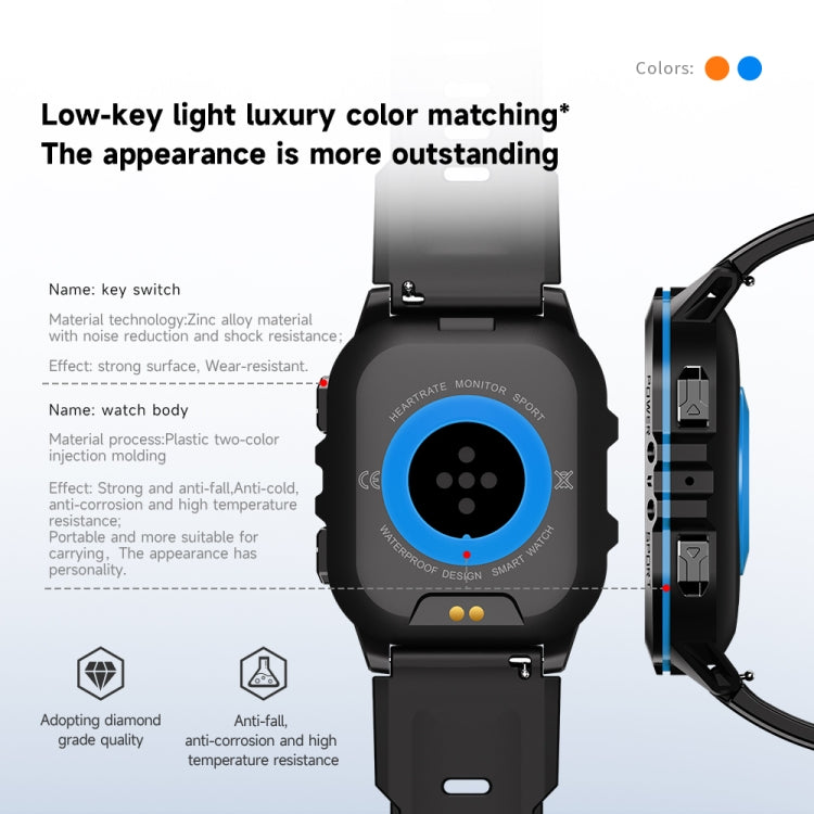 LEMFO C26 1.96 inch Sport Smart Watch, Support Bluetooth Call / Message Notification / Heart Rate / Blood Pressure Health Monitor(Blue) - Smart Watches by LEMFO | Online Shopping South Africa | PMC Jewellery | Buy Now Pay Later Mobicred