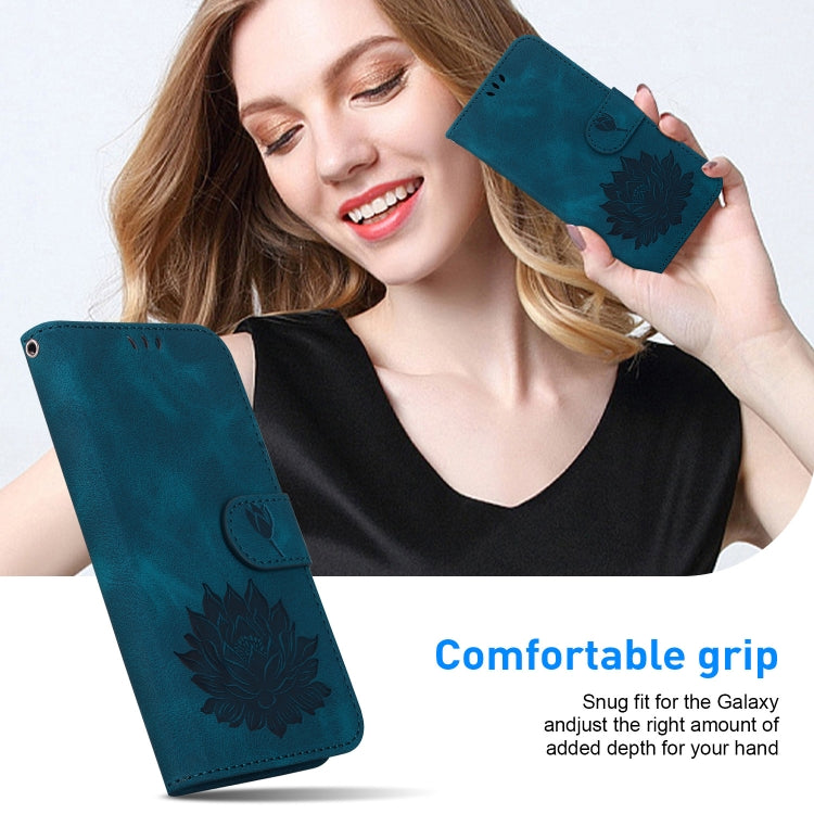 For Tecno Spark G0 2024 / Spark 20 Lotus Embossed Leather Phone Case(Dark Blue) - Tecno Cases by PMC Jewellery | Online Shopping South Africa | PMC Jewellery | Buy Now Pay Later Mobicred