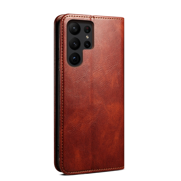 For Samsung Galaxy S25 Ultra 5G Oil Wax Crazy Horse Texture Leather Phone Case(Brown) - Galaxy S25 Ultra 5G Cases by PMC Jewellery | Online Shopping South Africa | PMC Jewellery | Buy Now Pay Later Mobicred