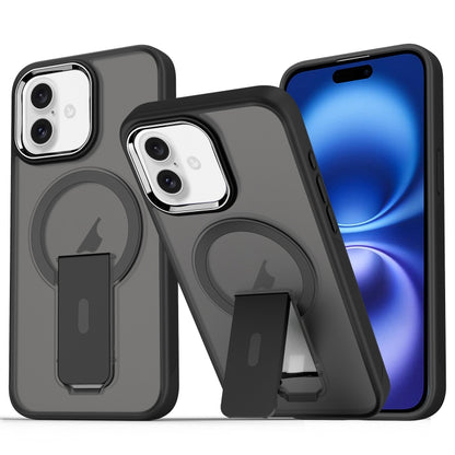 For iPhone 16 Plus Acrylic Hybrid TPU MagSafe Holder Phone Case(Black) - iPhone 16 Plus Cases by PMC Jewellery | Online Shopping South Africa | PMC Jewellery | Buy Now Pay Later Mobicred