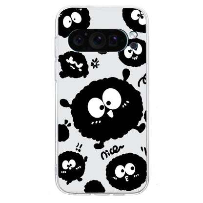 For Google Pixel 9 Colored Drawing Pattern Transparent TPU Phone Case(Black Eye) - Google Cases by PMC Jewellery | Online Shopping South Africa | PMC Jewellery | Buy Now Pay Later Mobicred