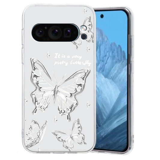 For Google Pixel 9 Colored Drawing Pattern Transparent TPU Phone Case(Butterflies) - Google Cases by PMC Jewellery | Online Shopping South Africa | PMC Jewellery | Buy Now Pay Later Mobicred