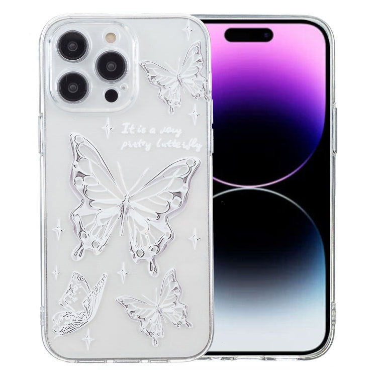 For iPhone 16 Pro Colored Drawing Pattern Transparent TPU Phone Case(Butterflies) - iPhone 16 Pro Cases by PMC TechLife | Online Shopping South Africa | PMC TechLife | Buy Now Pay Later Mobicred