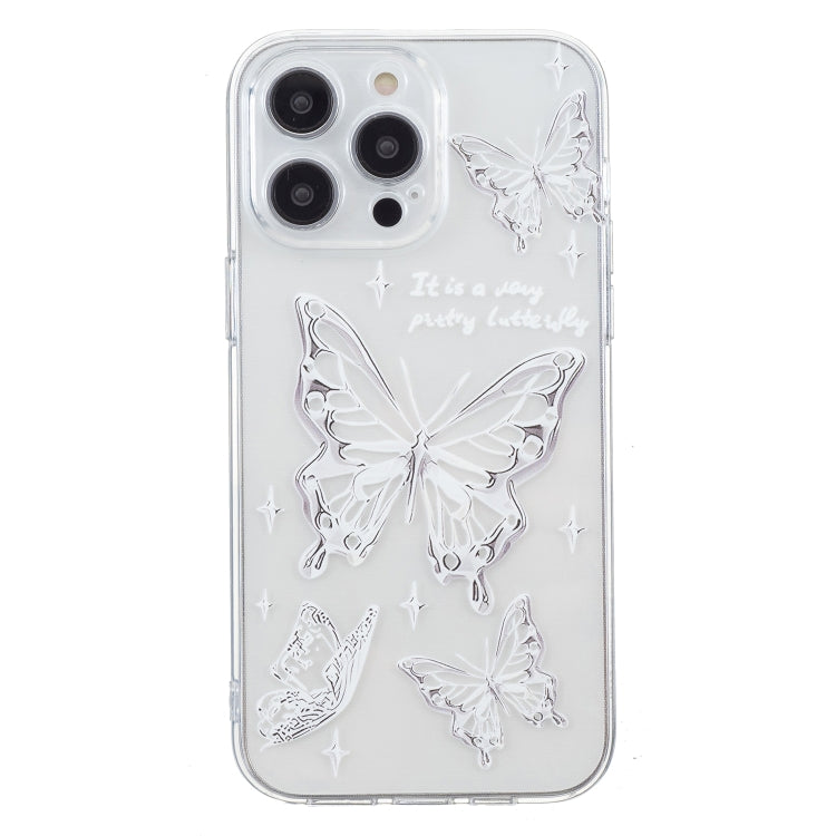 For iPhone 16 Pro Colored Drawing Pattern Transparent TPU Phone Case(Butterflies) - iPhone 16 Pro Cases by PMC TechLife | Online Shopping South Africa | PMC TechLife | Buy Now Pay Later Mobicred