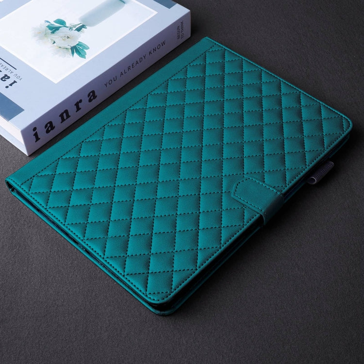 For Lenovo Tab M10 Plus 10.6 3rd Gen Rhombus Lattice Leather Smart Tablet Case(Dark Green) - Lenovo by PMC TechLife | Online Shopping South Africa | PMC TechLife | Buy Now Pay Later Mobicred