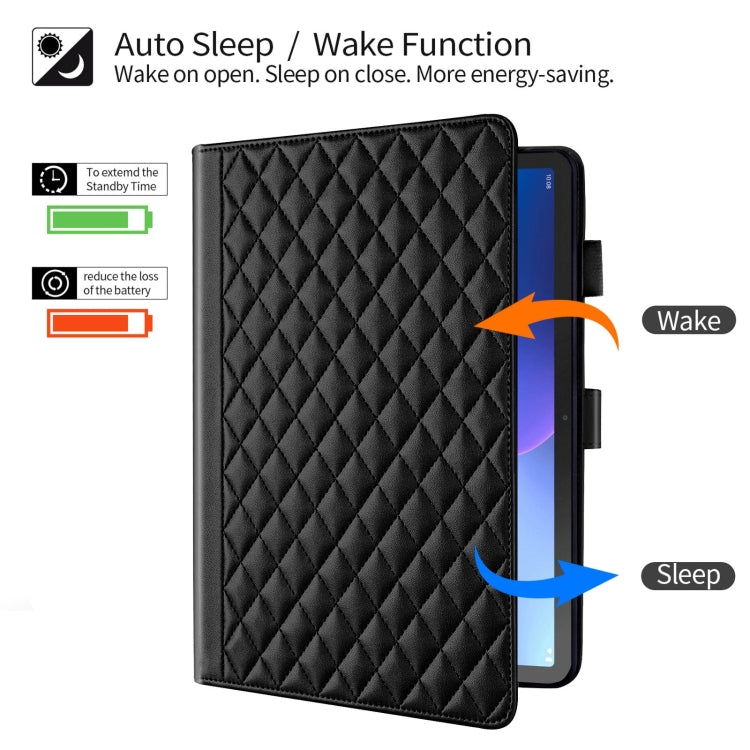 For Lenovo Tab M10 Plus 10.6 3rd Gen Rhombus Lattice Leather Smart Tablet Case(Black) - free shipping - PMC TechLife - Order now!