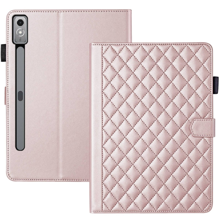 For Lenovo Tab P11 Gen 2 Rhombus Lattice Leather Tablet Case(Rose Gold) - Lenovo by PMC TechLife | Online Shopping South Africa | PMC TechLife | Buy Now Pay Later Mobicred