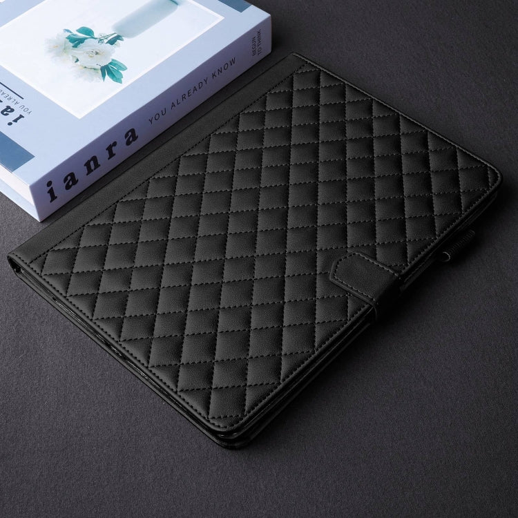 For Honor Pad 9 Rhombus Lattice Leather Tablet Case(Black) - Honor by PMC TechLife | Online Shopping South Africa | PMC TechLife | Buy Now Pay Later Mobicred