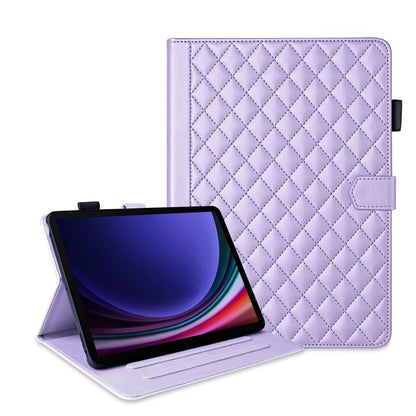 For Samsung Galaxy Tab S9 FE+ / S9+ Rhombus Lattice Leather Tablet Case(Purple) - Galaxy Tab S9 FE+ by PMC Jewellery | Online Shopping South Africa | PMC Jewellery | Buy Now Pay Later Mobicred