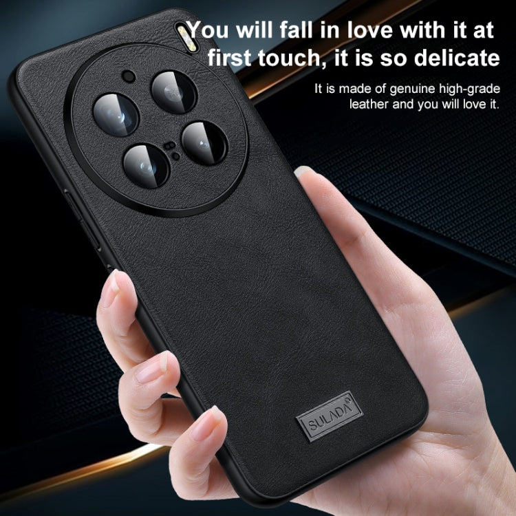 For vivo X100s Pro / X100 Pro SULADA Shockproof TPU + Handmade Leather Phone Case(Orange) - vivo Cases by SULADA | Online Shopping South Africa | PMC Jewellery | Buy Now Pay Later Mobicred