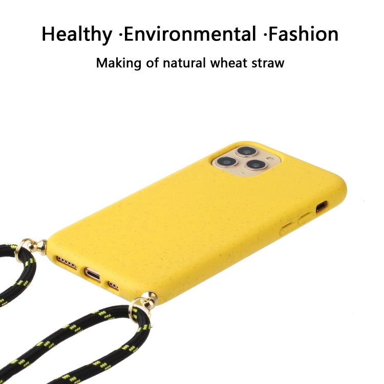 For iPhone 16 Wheat Straw Material + TPU Phone Case with Lanyard(Yellow) - free shipping - PMC TechLife - Order now!