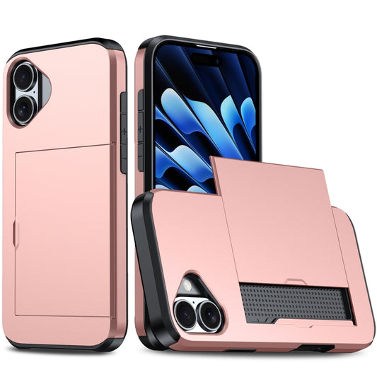 For iPhone 16 Shockproof Armor Phone Case with Card Slot(Rose Gold) - iPhone 16 Cases by PMC Jewellery | Online Shopping South Africa | PMC Jewellery | Buy Now Pay Later Mobicred