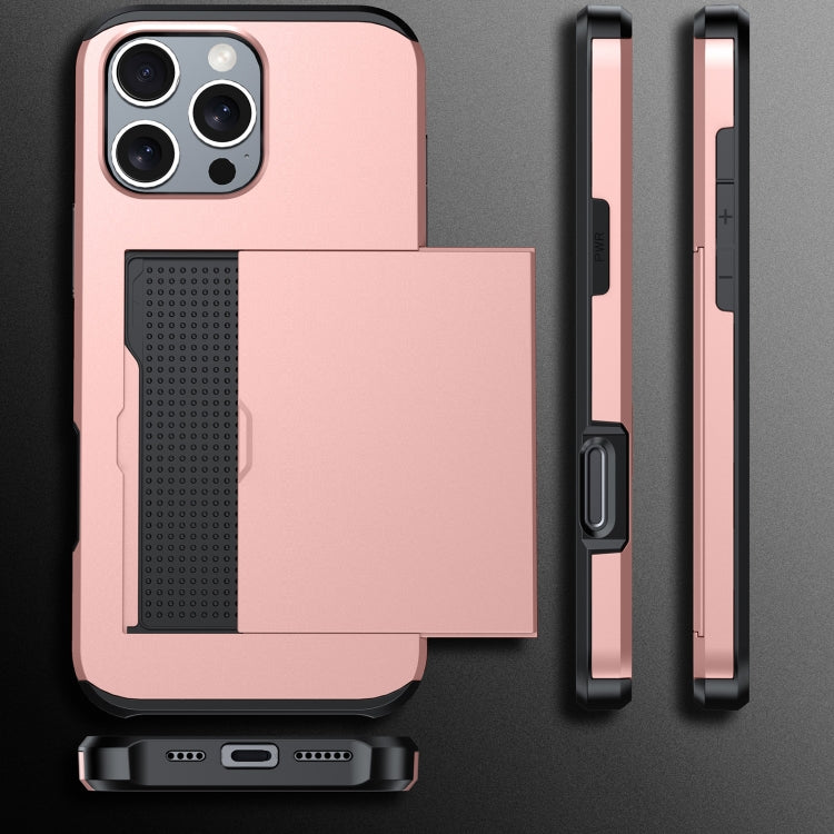 For iPhone 16 Shockproof Armor Phone Case with Card Slot(Rose Gold) - iPhone 16 Cases by PMC Jewellery | Online Shopping South Africa | PMC Jewellery | Buy Now Pay Later Mobicred