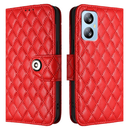 For Blackview A52 Rhombic Texture Flip Leather Phone Case with Lanyard(Red) - More Brand by PMC Jewellery | Online Shopping South Africa | PMC Jewellery | Buy Now Pay Later Mobicred